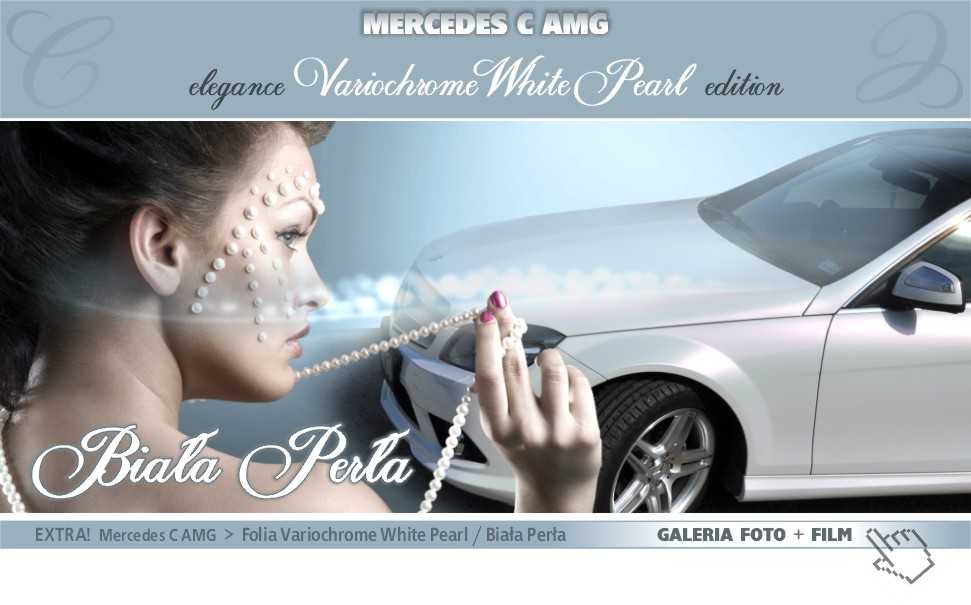 przedstawiamy oklejanie samochodu foli� bia�a per�a Mercedes C