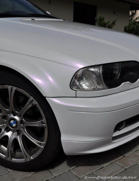 oklejanie samochodów BMW E46 cabrio biała perła