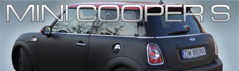 oklejanie auta Mini Cooper S czarny mat + czerwony byszczcy dach