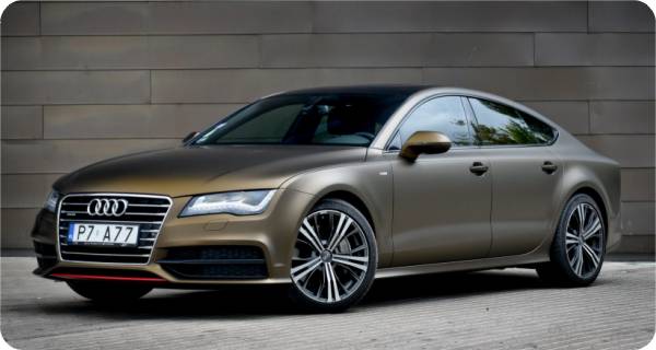 Zmiana koloru samochodu Audi A7 w kolorze Matt Bond Gold z palety PWF CC-4027