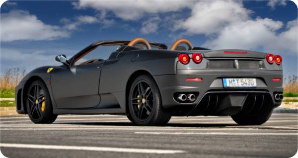 Zmiana koloru samochodu Ferrari F430 w kolorze Black Matte 1080-M12 z palety 3M