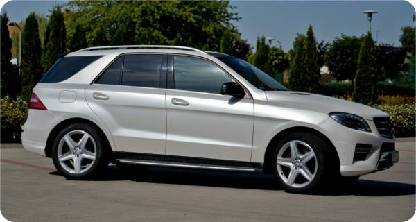 Zmiana koloru samochodu MERCEDES ML w kolorze Matte Diamond White z palety PWF CC-4025