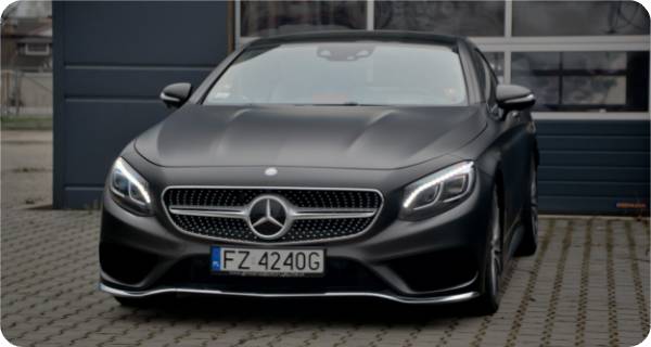 Zmiana koloru samochodu MERCEDES S w kolorze Matte Diamond Black z palety PWF CC-4101