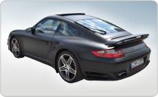 Porsche Turbo, czarny mat, oklejanie samochodu folią wylewaną