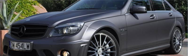 oklejanie samochodu Mercedes C AMG ciemnoszary mat, szary mat, Dark Gray 3M, zmiana koloru