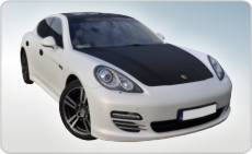 oklejanie samochodów Porsche Panamera biały carbon perłowy - oklejanie carbonem 