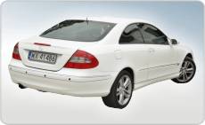 Oferujemy oklejanie samochodów jako zmianę kolorów aut. Mercedes CLK w białym macie.