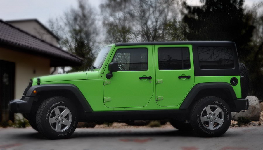 oklejanie samochodów Jeep Wrangler jasno zielony HEXIS