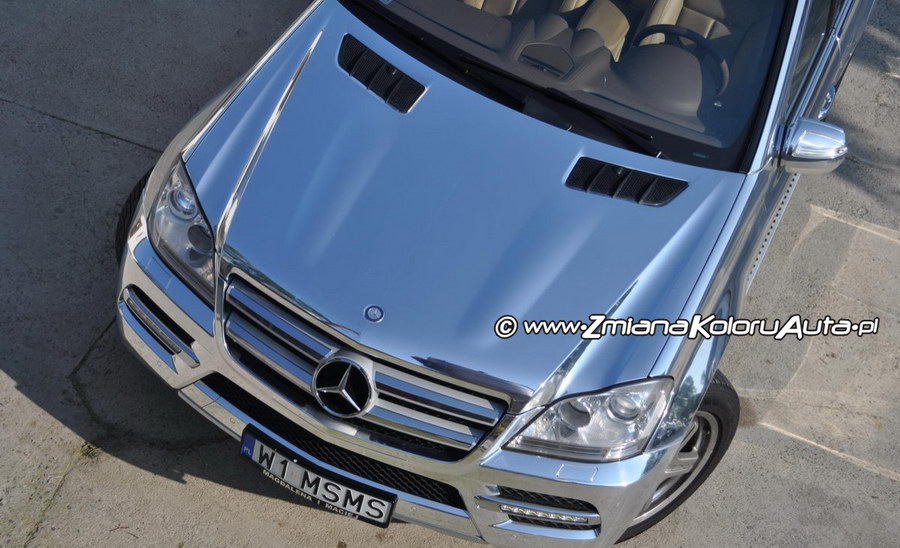oklejanie samochodów Mercedes GL chrom, chrom na auto