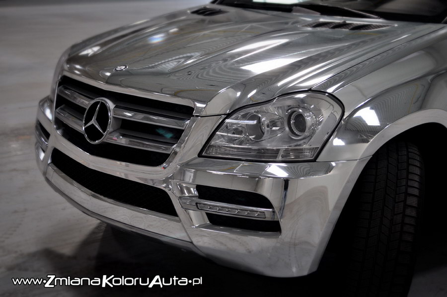 oklejanie samochodów Mercedes GL chrom, chrom na auto