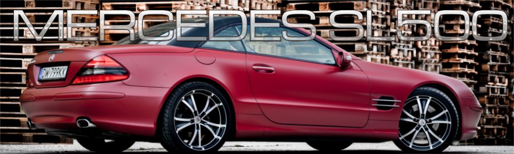 oklejanie auta Mercedes SL oklejony foli czerwony mat + dach folia carbonowa 3M